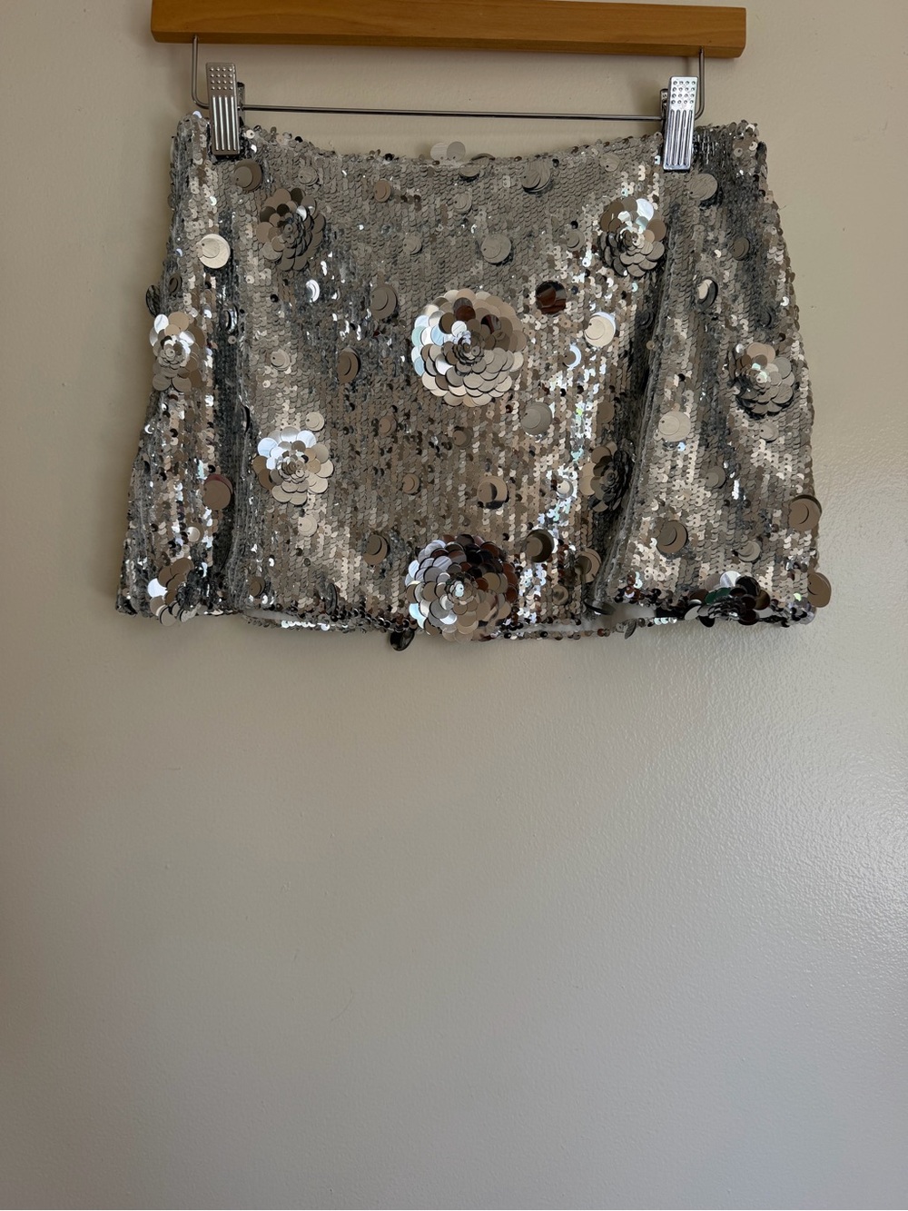 Kim Shui Silver Sequin Mini Skirt - Reflective Party Skirt